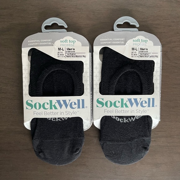 Set of 2 Sockwell Undercover No Show Socks in Black Size Mens Med Large 7-10 - Picture 1 of 2